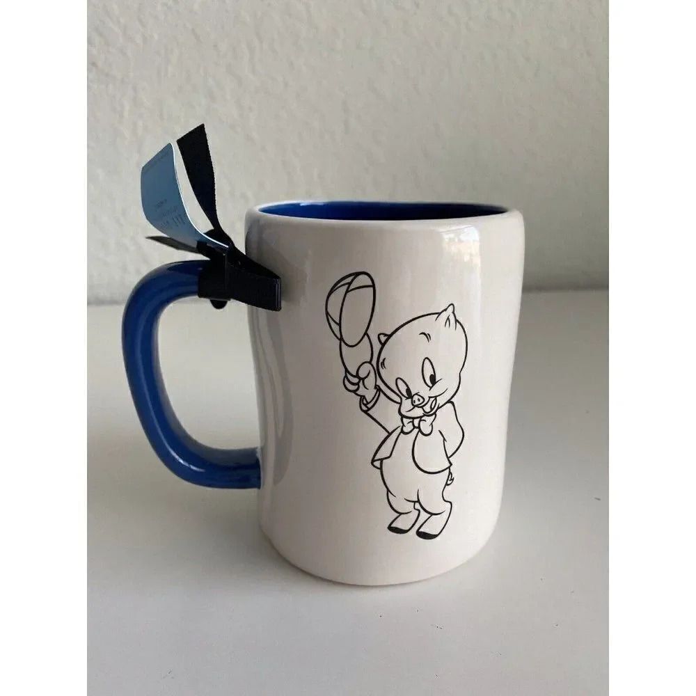 Rae Dunn “THATS ALL FOLKS” Porky Pig‎ Looney Tunes Double Sided Mug NEW 2022